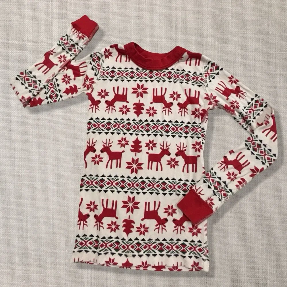 Hanna Andersson Dear Deer Christmas Organic Cotton PJ Top Only 10 Kids